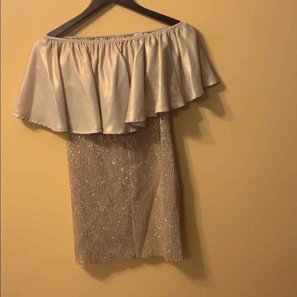 Gold two piece skirt set